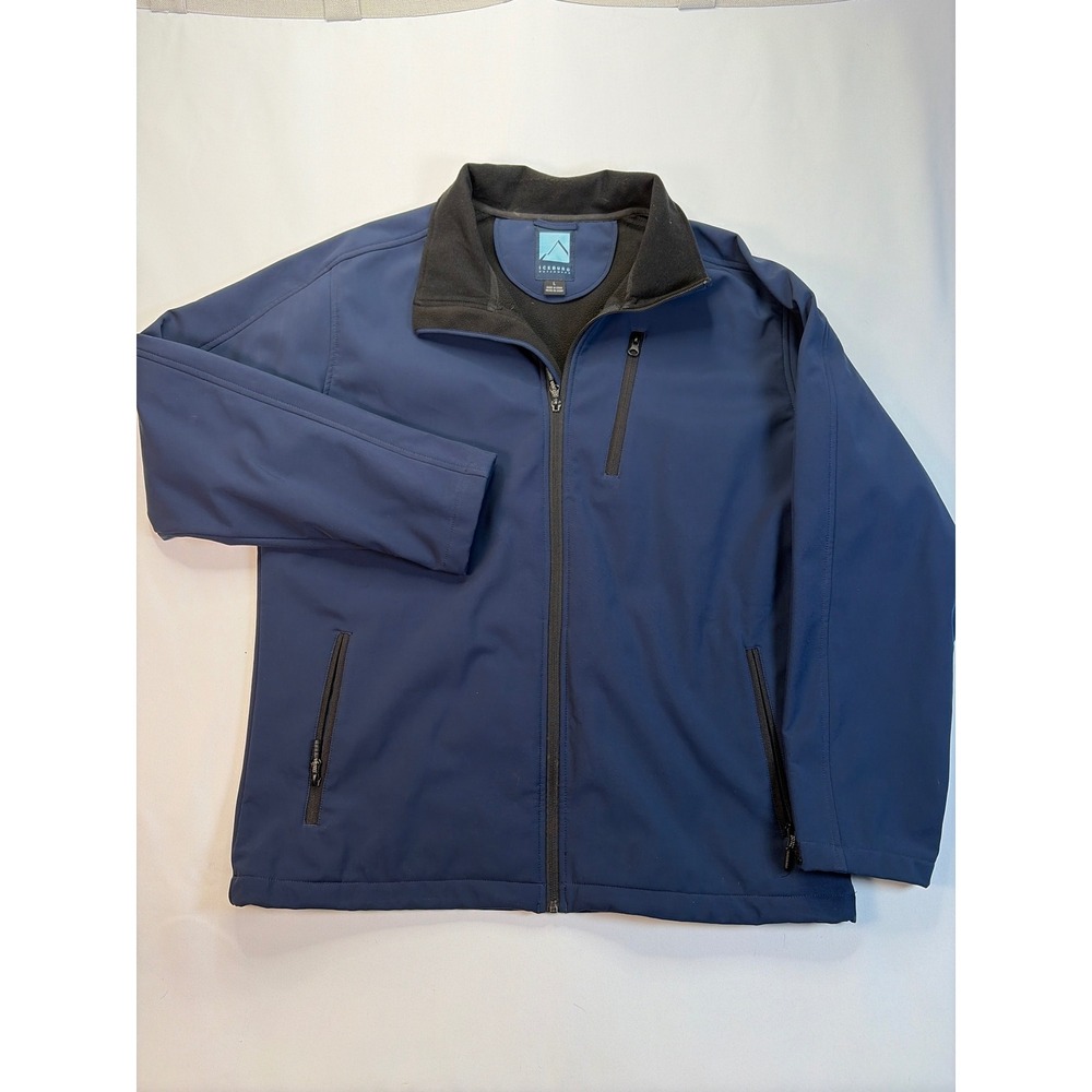 Iceburg Outerwear Mens Softshell Jacket Navy Blue Full Zip Fleece Lined Large